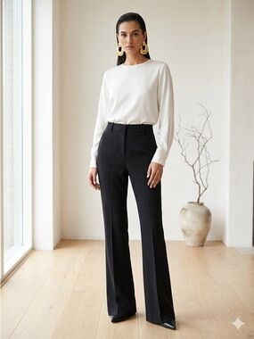 Aritzia Babaton Black Crepe Publish Bootcut Trousers - US 6 (Small)